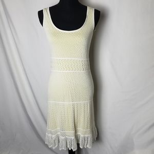Elle White and Yellow Lace Overlay Dress Size S